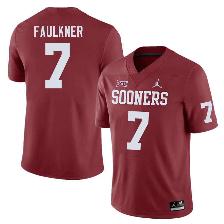 Men #7 River Faulkner Oklahoma Sooners College Football Jerseys Stitched Sale-Crimson - Click Image to Close
